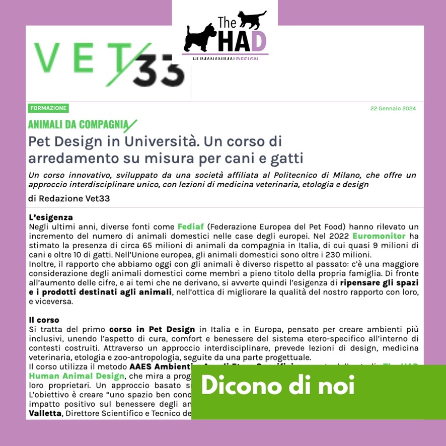 2024. Corso Pet Design a Milano. Su Vet33.